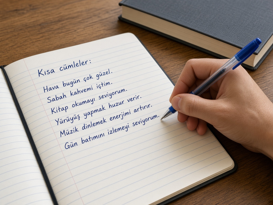 Kalem, defter, üç satır.